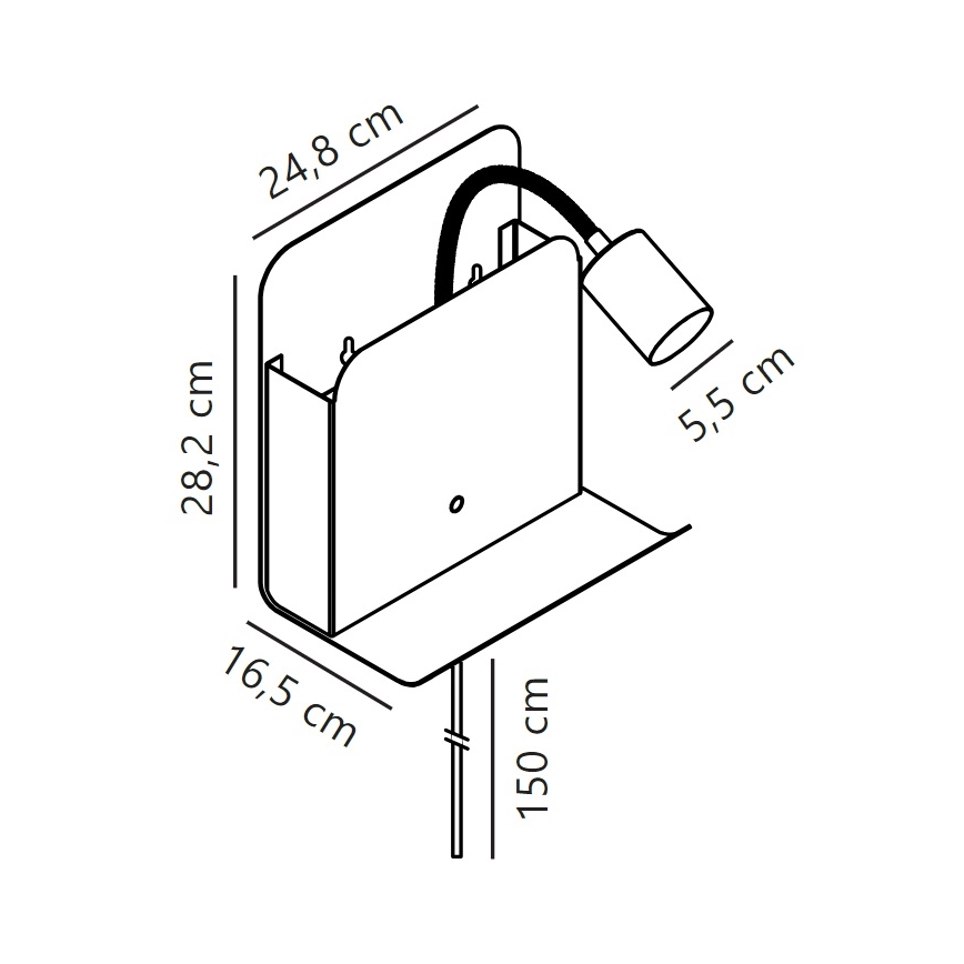 Nordlux - Väggspotlight med en hylla och USB ROOMI 1xGU10/8W/230V vit