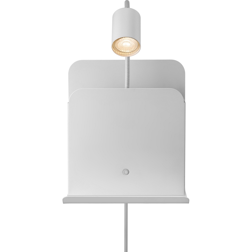 Nordlux - Väggspotlight med en hylla och USB ROOMI 1xGU10/8W/230V vit