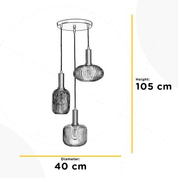 ONLI - Ljuskrona med textilsladd DOROTY 1xE27/22W/230V blå/guld