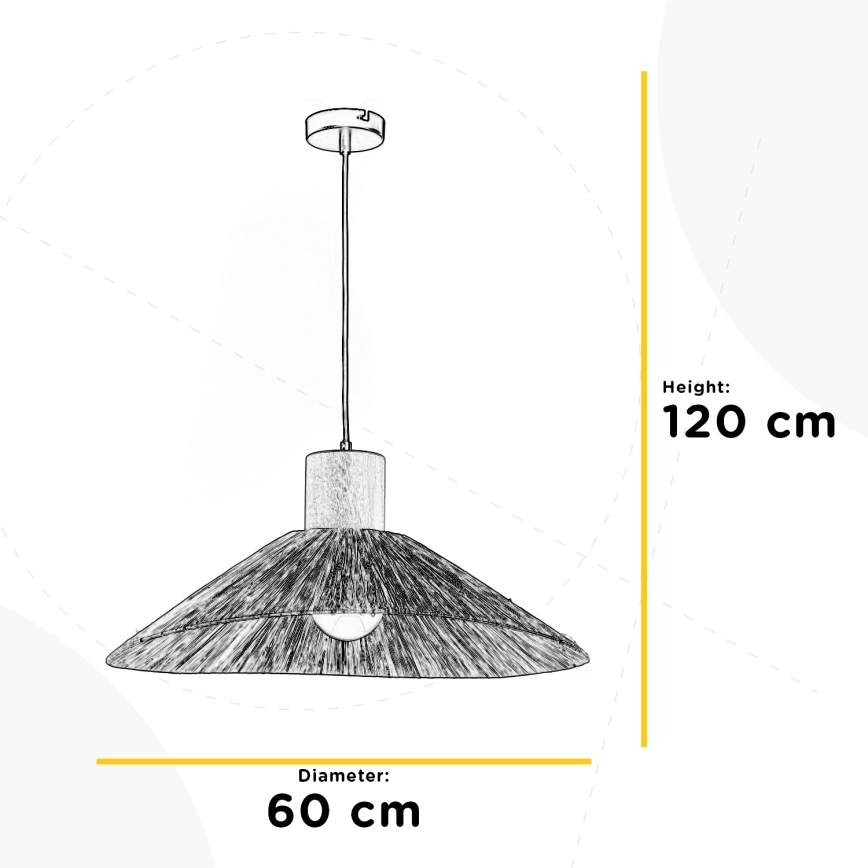 ONLI - Ljuskrona med textilsladd RAFIA 1xE27/22W/230V