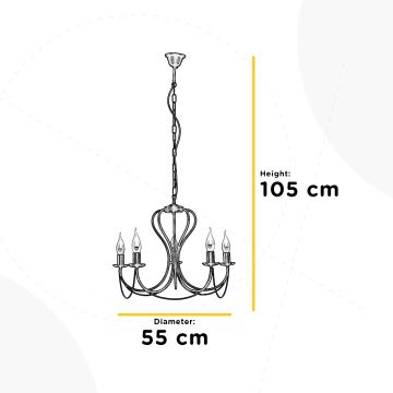 ONLI - Ljuskrona på kedja CANDELA 5xE14/6W/230V brons