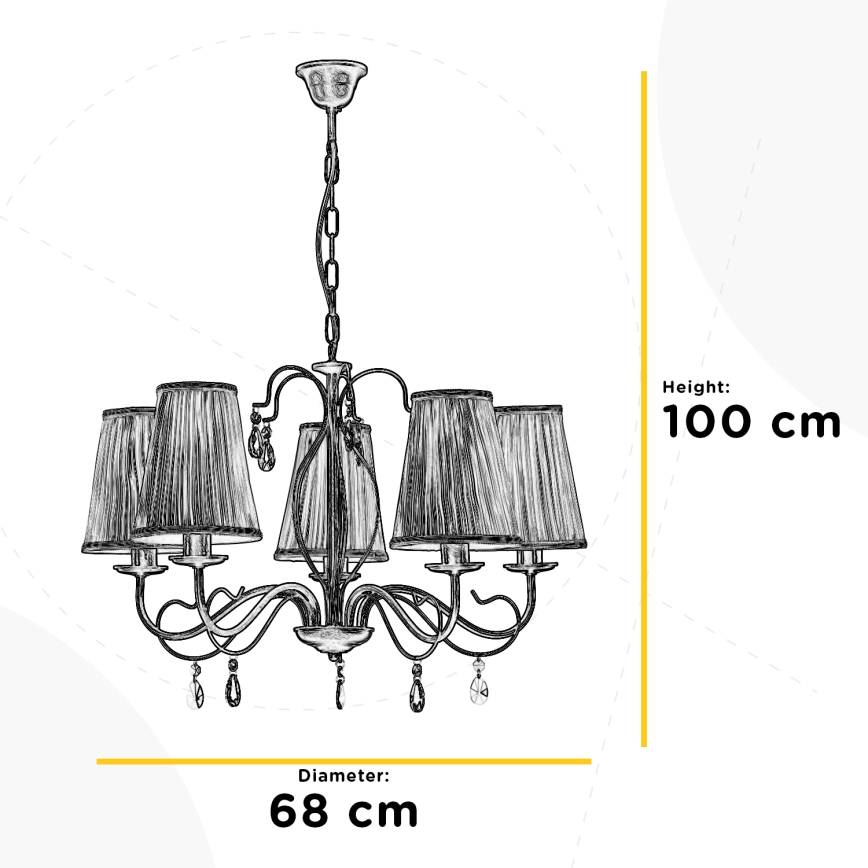 ONLI - Ljuskrona på kedja DELIA 5xE14/6W/230V