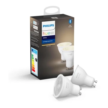 PAKET av 2 Dimbar LED-lampa Philips Hue Vit GU10/5.2W/230V 2700K