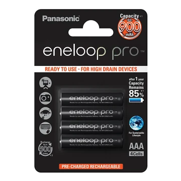 Panasonic Eneloop Pro BK-4HCDE/4BP - 4st Laddningsbara Batterier AAA Eneloop Pro NiMH/1
