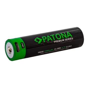 PATONA - Ackumulator 18650 Li-lon 3350mAh PREMIUM 3,7V med USB-C laddar