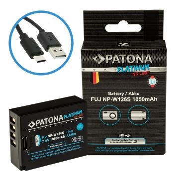 PATONA - Ackumulator Fuji NP-W126S 1050mAh Li-Ion Platinum USB-C laddar