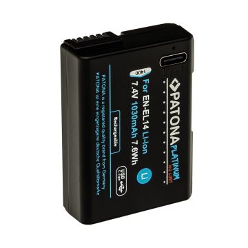 PATONA - Ackumulator Nikon EN-EL14/EN-EL14A 1030mAh Li-Ion Platinum USB-C laddar