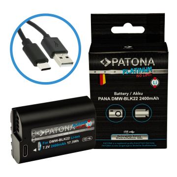 PATONA - Ackumulator Panasonic DMW-BLK22 2400mAh Li-Ion Platinum USB-C laddar