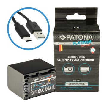 PATONA - Ackumulator Sony NP-FV70A 2060mAh Li-Ion Platinum USB-C laddar