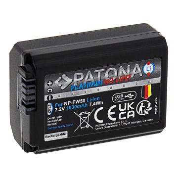 PATONA - Ackumulator Sony NP-FW50 1030mAh Li-Ion Platinum USB-C laddar