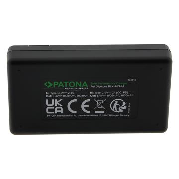 PATONA - Fast charger Dual Olympus BLX-1 + kabel USB-C 0,6m