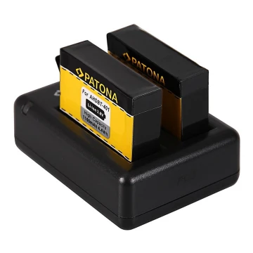PATONA - Laddare Dual GoPro Hero 4 USB + 2x Batteri Aku 1160mAh