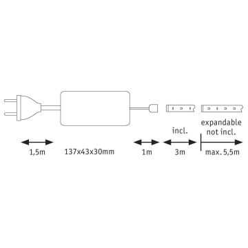 Paulmann 70666 - LED/20W IP44 Bathroom list MAXLED 3m 230V