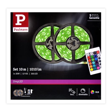 Paulmann 78980 - LED RGB/28W Dimbar ljusslinga SIMPLED 10m 230V + Fjärrstyrd