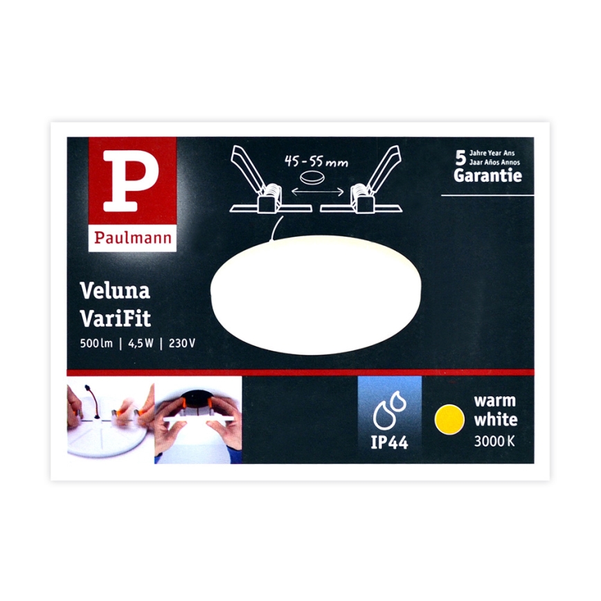 Paulmann 92387 - LED/4,5W IP44 infälld Badrumbelysning VARIFIT 230V