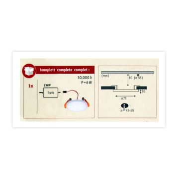 Paulmann 92387 - LED/4,5W IP44 infälld Badrumbelysning VARIFIT 230V