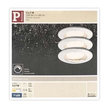 Paulmann 92829 - KIT 3x LED/6,8W IP44 Dimbar taklampa för badrum COIN 230V