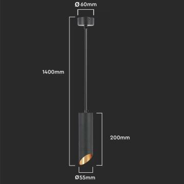 Pendelkrona 1xGU10/35W/230V 20 cm svart