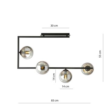 Pendelkrona SOMA 4xE14/10W/230V svart/grå