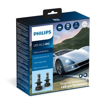 Philips 11342U91X2 -KIT 2x LED Bilglödlampa Ultinon 9100 H4 P43t-38/13,2W/12/24V 5800K