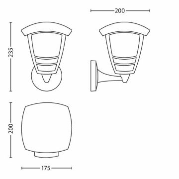 Philips 15380/30/16 - Utomhus Väggbelysning MYGARDEN CREEK 1xE27/60W/230V