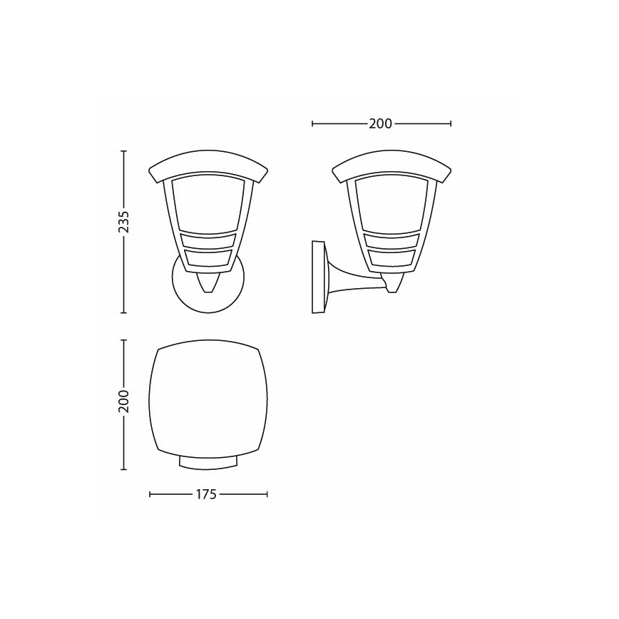 Philips 15380/30/16 - Utomhus Väggbelysning MYGARDEN CREEK 1xE27/60W/230V