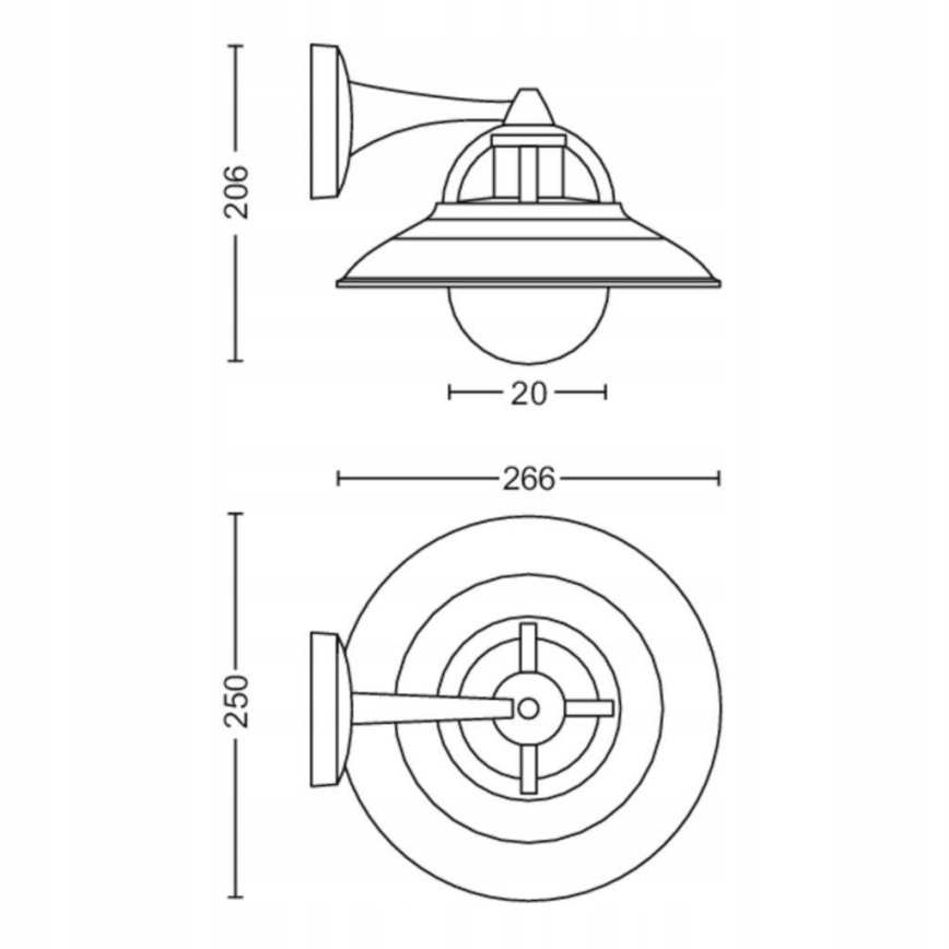 Philips 17381/30/PN - Utomhus Väggbelysning COMORANT 1xE27/42W/230V IP44