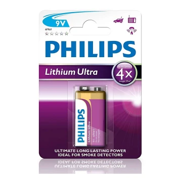 Philips 6FR61LB1A/10 - Lithium Batterier 6LR61 LITHIUM ULTRA 9V 600mAh
