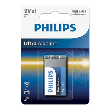 Philips 6LR61E1B/10 - Alkaliska batterier 6LR61 ULTRA ALKALINE 9V 600mAh