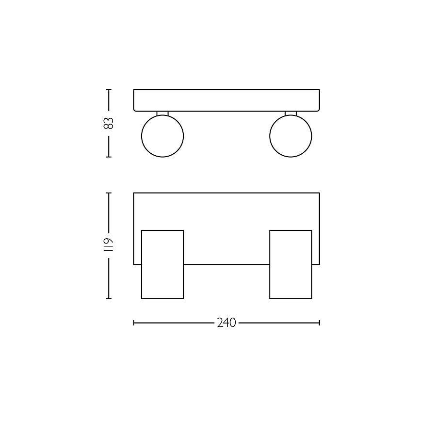 Philips - Badrumsspotlight IDRIS 2xGU10/5W/230V IP44 svart