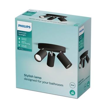 Philips - Badrumsspotlight IDRIS 3xGU10/5W/230V IP44 svart