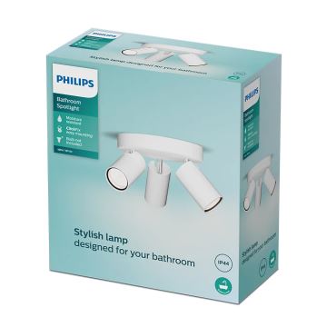 Philips - Badrumsspotlight IDRIS 3xGU10/5W/230V IP44 vit