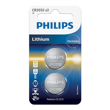 Philips CR2032P2/01B - 2 st Litium knappcellsbatterier CR2032 MINICELLS 3V 240mAh