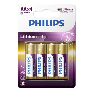 Philips FR6LB4A/10 - 4 st Lithium Batterier AA LITHIUM ULTRA 1,5V 2400mAh