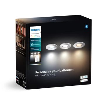 Philips - KIT 3x Infälld dimbar LED badrumsbelysning Hue ADORE BATHROOM 1xGU10/4,2W/230V 2200-6500K IP44