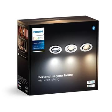 Philips - KIT 3x LED Dimbar infälld belysning Hue MILLISKIN 1xGU10/4,2W/230 2200-6500K