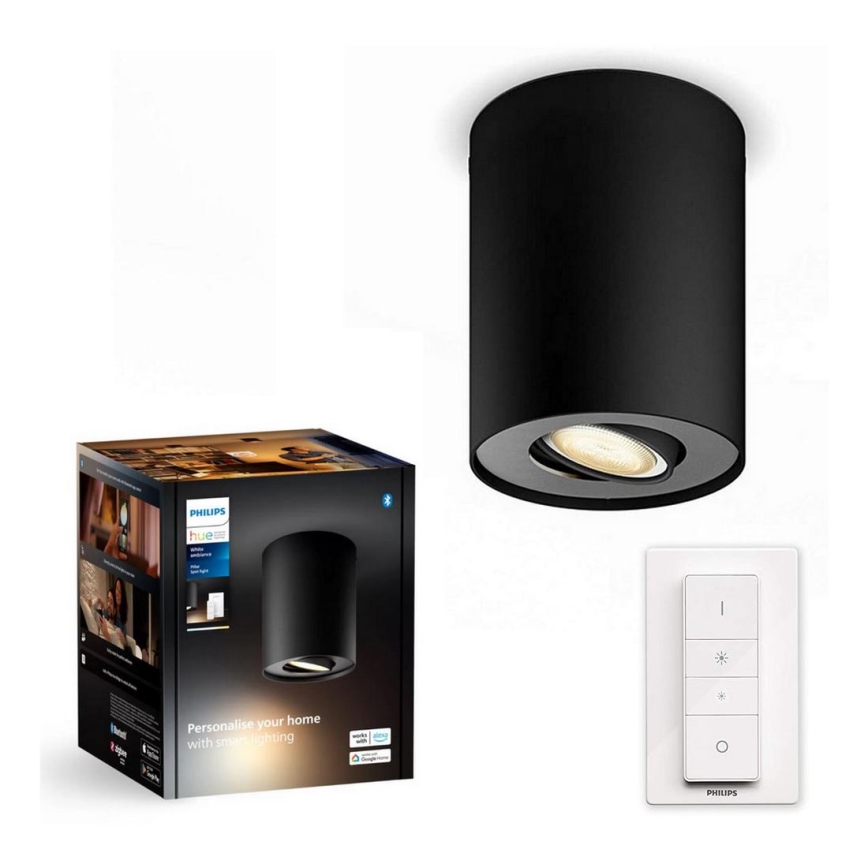 Philips - LED ljusreglerad spotlight Hue PILLAR 1xGU10/4,2W/230V 2200-6500K + fjärrkontroll svart