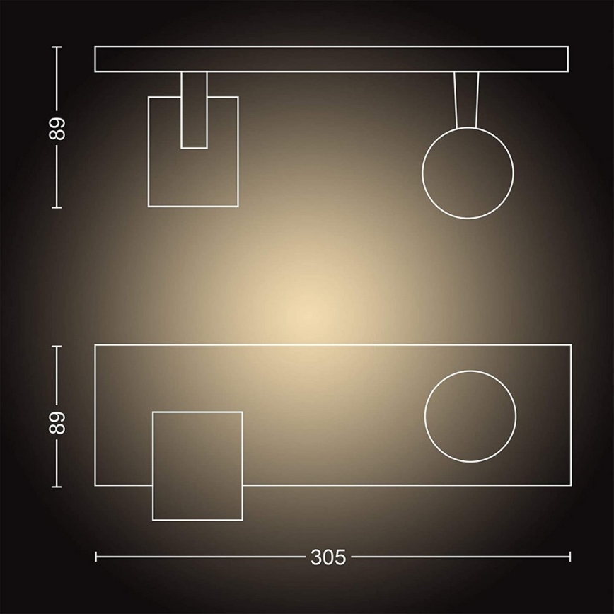 Philips - LED ljusreglerad spotlight Hue RUNNER 2xGU10/4,2W/230V 2200-6500K + fjärrkontroll svart