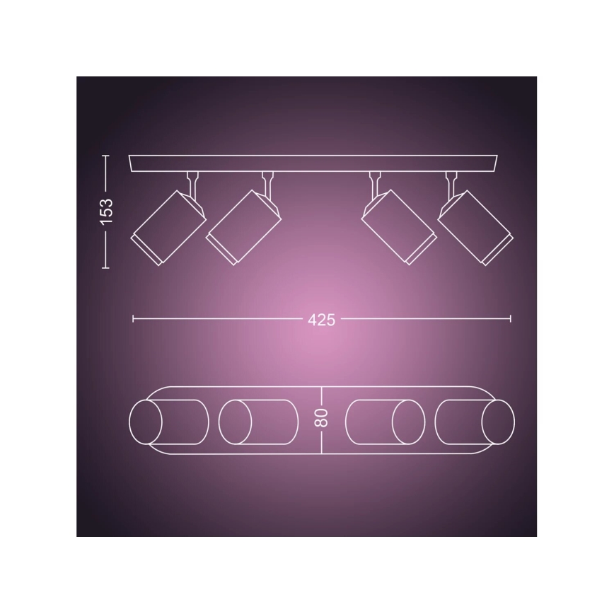 Philips - LED RGBW Dimbar spotlight Hue FUGATO 4xGU10/4,2W/230V 2000-6500K svart