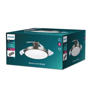 Philips-LED taklampa med en fläkt BLISS LED/35W/230V 5500/4000/2700K nickel + fjärrkontroll