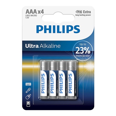Philips LR03E4B/10 - 4st Alkaliska batterier AAA ULTRA ALKALINE 1,5V 1250mAh