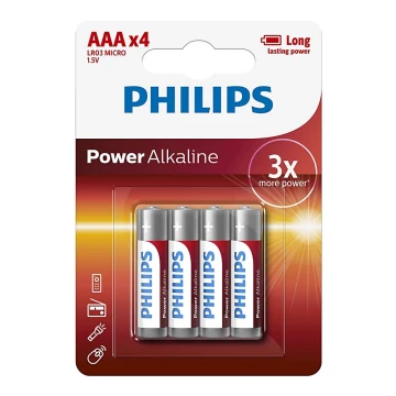 Philips LR03P4B/10 - 4st Alkaliska batterier AAA POWER ALKALINE 1,5V 1150mAh