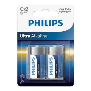 Philips LR14E2B/10 - 2 st Alkaliska batterier C ULTRA ALKALINE 1,5V 7500mAh