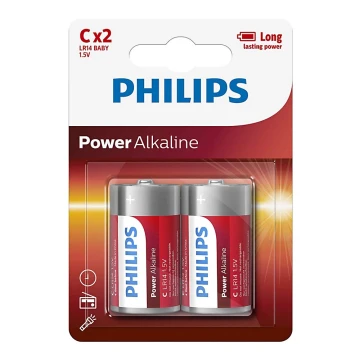 Philips LR14P2B/10 - 2 st Alkaliska batterier C POWER ALKALINE 1,5V 7200mAh