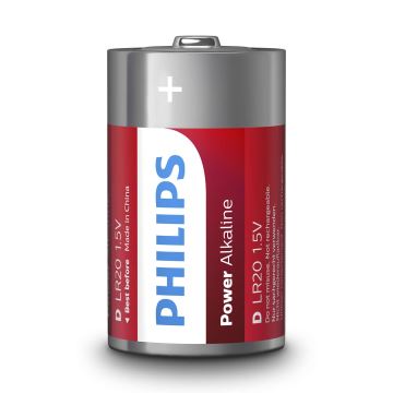 Philips LR20P2B/10 - 2 st Alkaliska batterier D POWER ALKALINE 1,5V 14500mAh