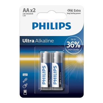 Philips LR6E2B/10 - 2 st Alkaliska batterier AA ULTRA ALKALINE 1,5V 2800mAh