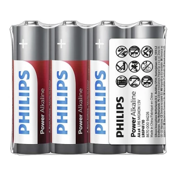 Philips LR6P4F/10 - 4st Alkaliska batterier AA POWER ALKALINE 1,5V 2600mAh