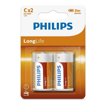 Philips R14L2B/10 - 2 st Zinc-chloride C LONGLIFE 1,5V 2800mAh