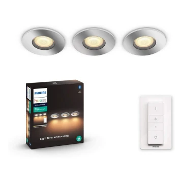 Philips - SET 3x LED Dimbar Badrumsbelysning Hue ADORE 1xGU10/5W/230V IP44 + Fjärrkontroll