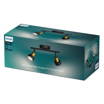 Philips - Spotlight CONDUIT 2xGU10/5W/230V svart/mässing